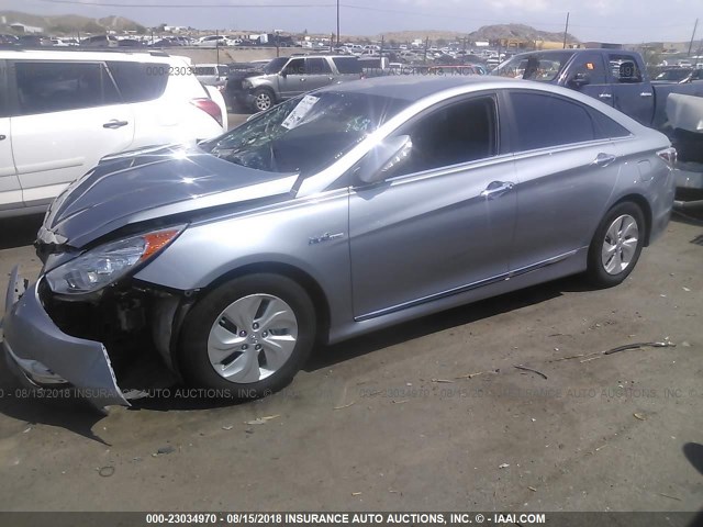 KMHEC4A4XEA115319 - 2014 HYUNDAI SONATA HYBRID SILVER photo 2