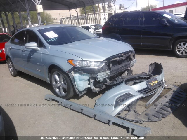 3FA6P0LU6ER176309 - 2014 FORD FUSION SE HYBRID Light Blue photo 1