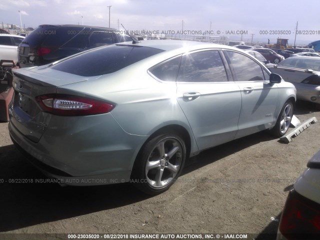 3FA6P0LU6ER176309 - 2014 FORD FUSION SE HYBRID Light Blue photo 4