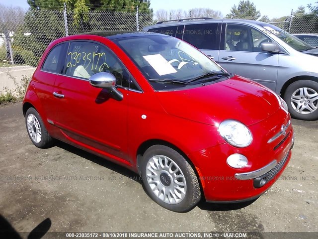 3C3CFFCR0DT752478 - 2013 FIAT 500 LOUNGE RED photo 1