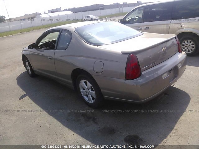 2G1WM15K869386821 - 2006 CHEVROLET MONTE CARLO LT BEIGE photo 3