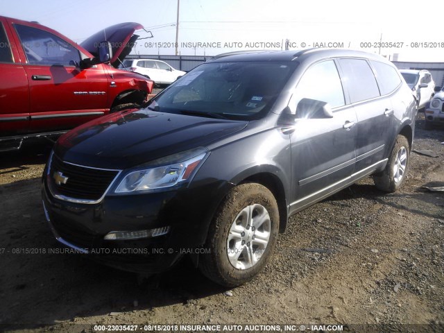 1GNKRFED9EJ232134 - 2014 CHEVROLET TRAVERSE LS GRAY photo 2