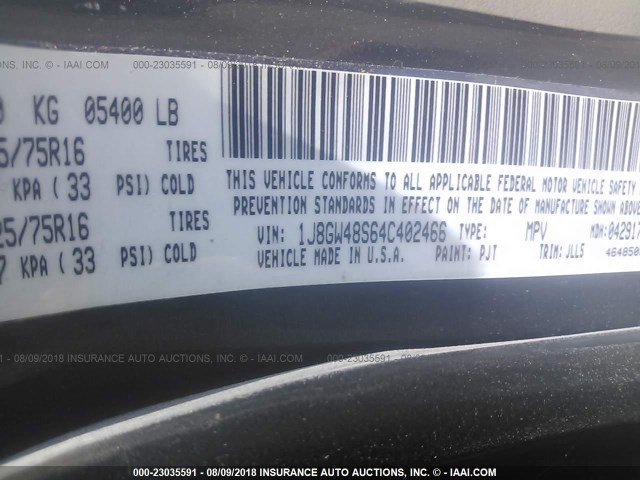 1J8GW48S64C402466 - 2004 JEEP GRAND CHEROKEE LAREDO/COLUMBIA/FREEDOM 灰色 照片 9