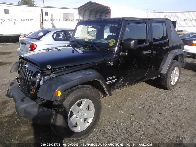 1C4BJWDG8CL163840 - 2012 JEEP WRANGLER UNLIMITE SPORT BLACK photo 2