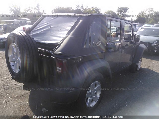 1C4BJWDG8CL163840 - 2012 JEEP WRANGLER UNLIMITE SPORT BLACK photo 4