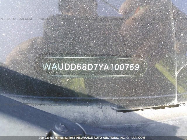 WAUDD68D7YA100759 - 2000 AUDI S4 2.7 QUATTRO WHITE photo 9