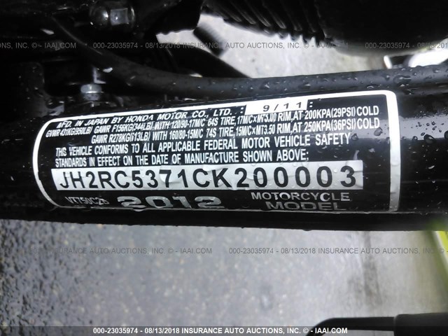 JH2RC5371CK200003 - 2012 HONDA VT750 C2B BLACK photo 10