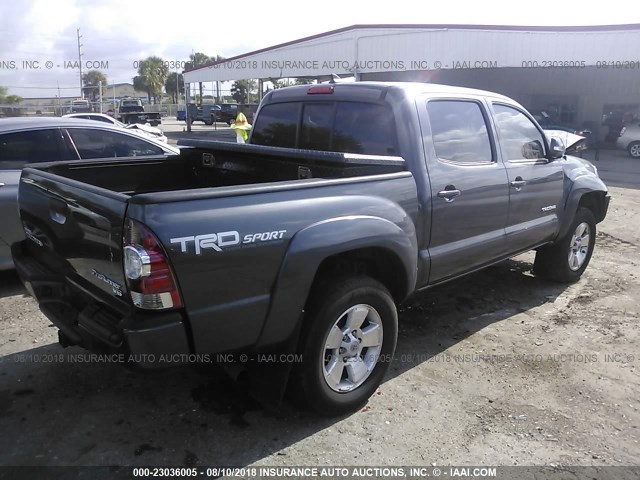5TFJU4GN5FX089517 - 2015 TOYOTA TACOMA DOUBLE CAB PRERUNNER GRAY photo 4