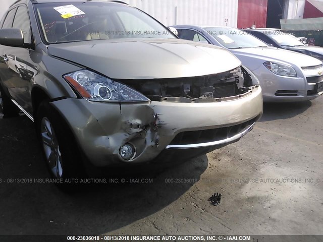 JN8AZ08W46W508355 - 2006 NISSAN MURANO SL/SE/S GOLD photo 6