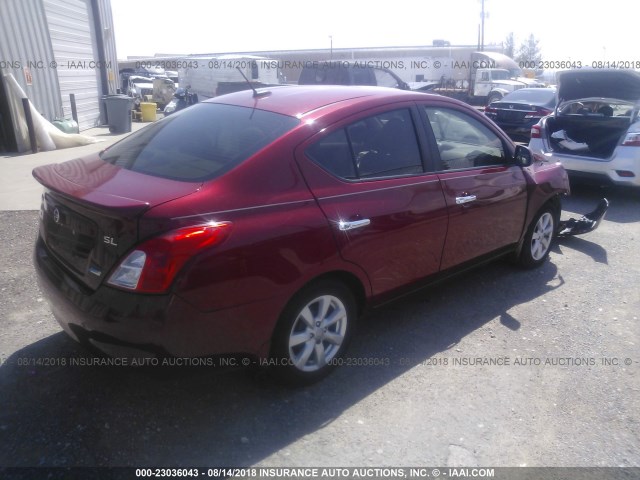 3N1CN7AP1CL930342 - 2012 NISSAN VERSA S/SV/SL RED photo 4