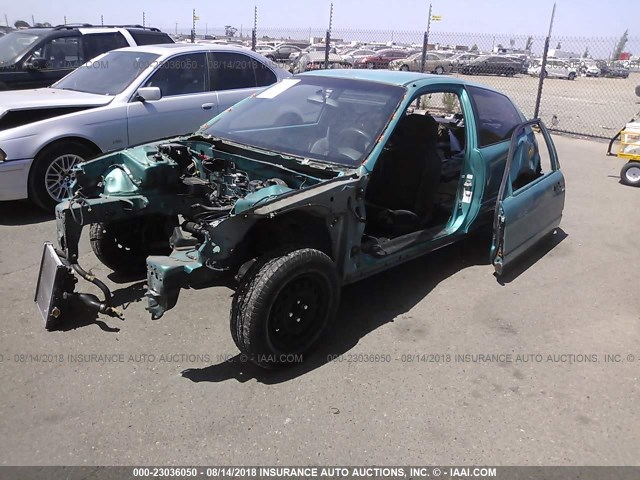 2HGEH2352RH522060 - 1994 HONDA CIVIC CX TURQUOISE photo 2