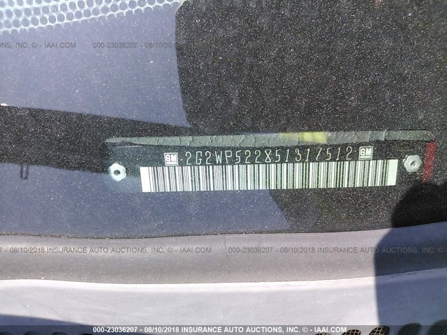 2G2WP522851317512 - 2005 PONTIAC GRAND PRIX BURGUNDY photo 9