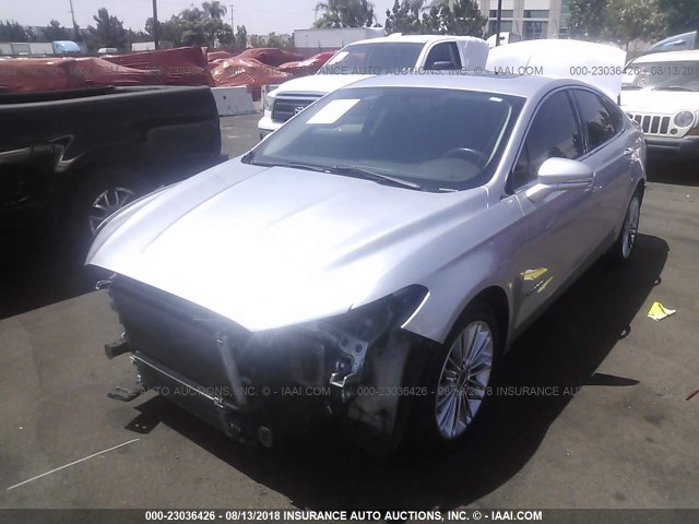 3FA6P0LU9ER177325 - 2014 FORD FUSION SE HYBRID SILVER photo 2