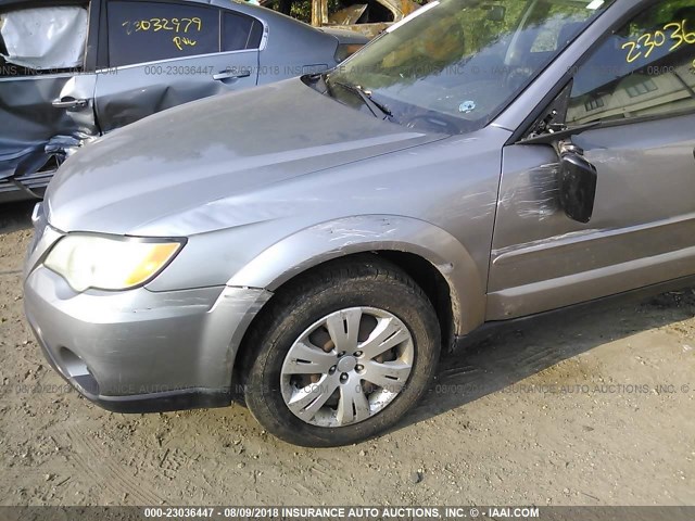 4S4BP60C887313040 - 2008 SUBARU OUTBACK GRAY photo 6