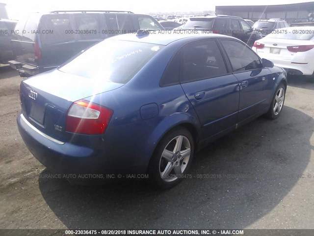 WAULC68E94A254522 - 2004 AUDI A4 1.8T QUATTRO BLUE photo 4