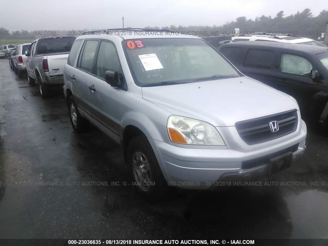 2HKYF18123H547850 - 2003 HONDA PILOT LX SILVER photo 1