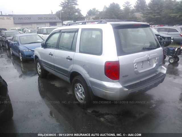 2HKYF18123H547850 - 2003 HONDA PILOT LX SILVER photo 3