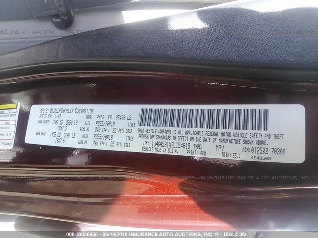 1J4GA591X7L154819 - 2007 JEEP WRANGLER SAHARA MAROON photo 9