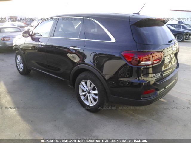 5XYPG4A39KG478473 - 2019 KIA SORENTO LX/L BLACK photo 3