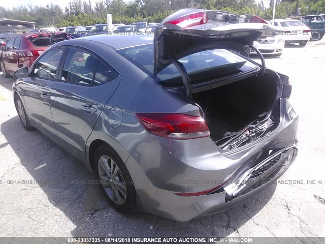 5NPD84LF6JH313124 - 2018 HYUNDAI ELANTRA SEL/VALUE/LIMITED GRAY photo 3