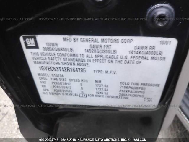 1GYEC63T42R164785 - 2002 CADILLAC ESCALADE LUXURY Grün Foto 9