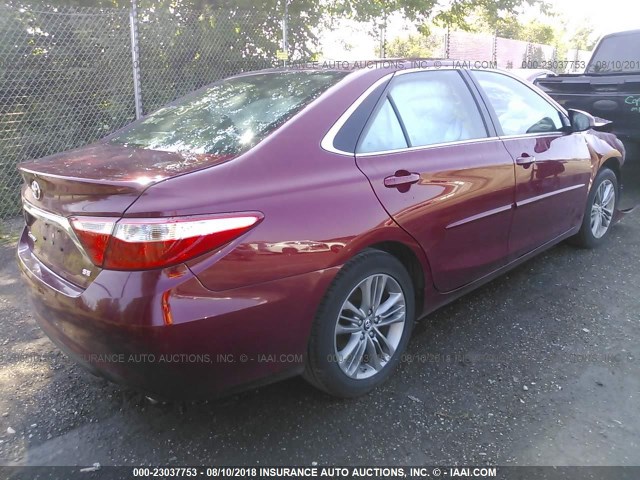 4T1BF1FK9GU526504 - 2016 TOYOTA CAMRY LE/XLE/SE/XSE RED photo 4