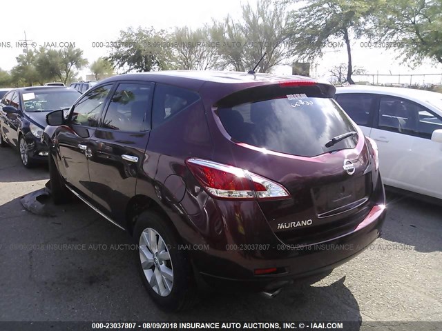 JN8AZ1MUXCW119094 - 2012 NISSAN MURANO S/SL/LE MAROON photo 3