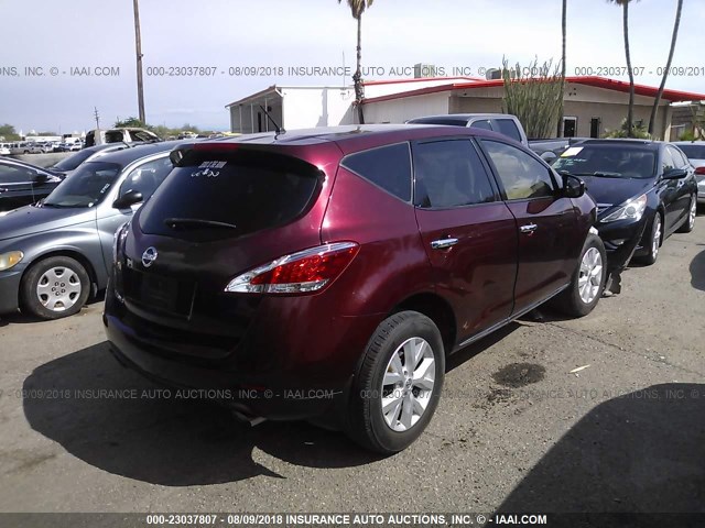 JN8AZ1MUXCW119094 - 2012 NISSAN MURANO S/SL/LE MAROON photo 4