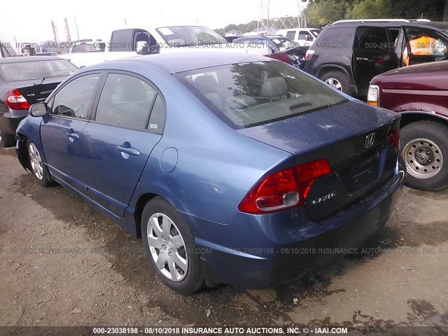 1HGFA15507L088009 - 2007 HONDA CIVIC LX BLUE photo 3