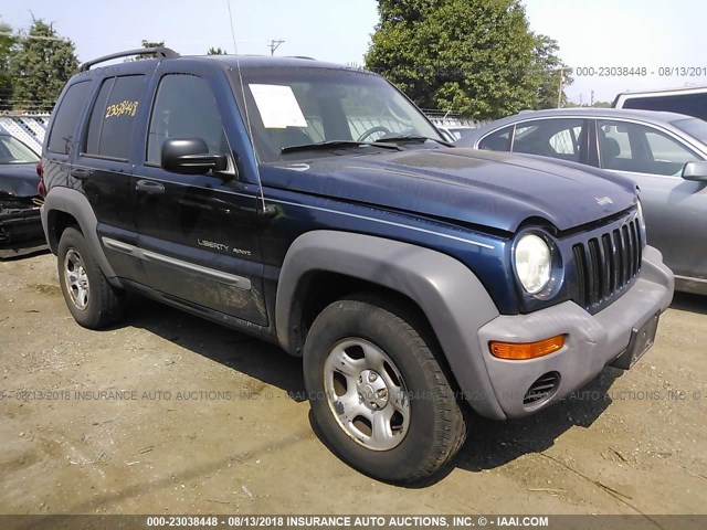 1J4GL48K92W219505 - 2002 JEEP LIBERTY SPORT BLUE photo 1