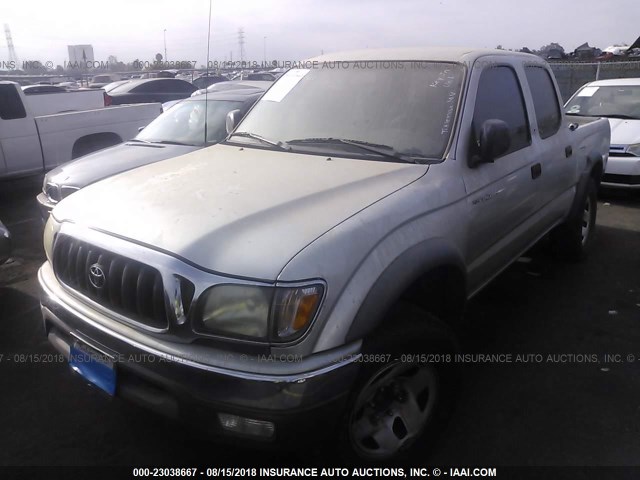 5TEGM92NX3Z180043 - 2003 TOYOTA TACOMA DOUBLE CAB PRERUNNER SILVER photo 2