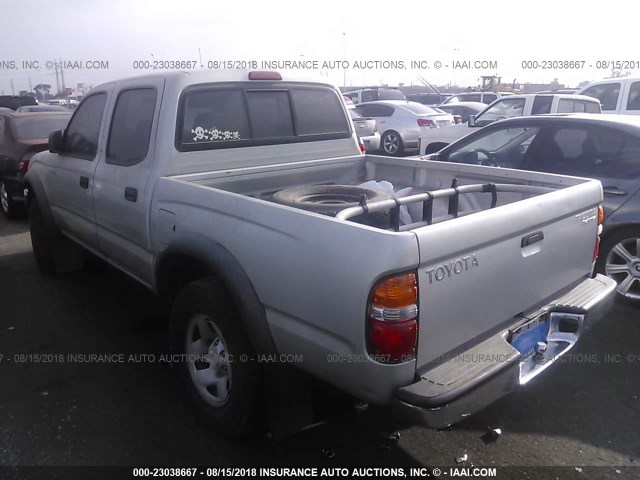 5TEGM92NX3Z180043 - 2003 TOYOTA TACOMA DOUBLE CAB PRERUNNER SILVER photo 3