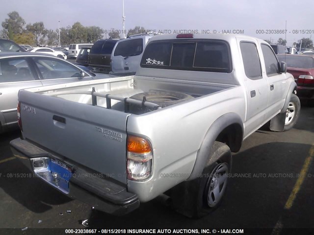 5TEGM92NX3Z180043 - 2003 TOYOTA TACOMA DOUBLE CAB PRERUNNER SILVER photo 4