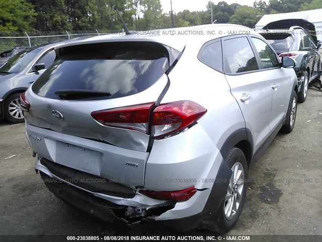 KM8J3CA48GU219012 - 2016 HYUNDAI TUCSON LIMITED/SPORT AND ECO/SE SILVER photo 4