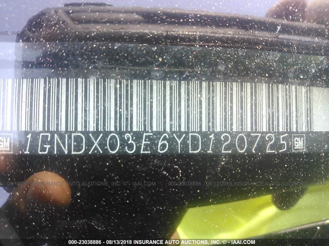 1GNDX03E6YD120725 - 2000 CHEVROLET VENTURE BLUE photo 9