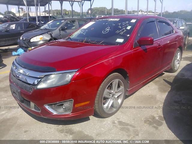 3FAHP0DC7AR247459 - 2010 FORD FUSION SPORT RED photo 2