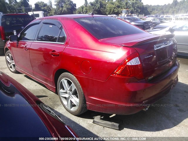 3FAHP0DC7AR247459 - 2010 FORD FUSION SPORT RED photo 3