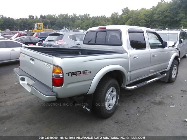 5TEHN72N73Z245324 - 2003 TOYOTA TACOMA DOUBLE CAB SILVER photo 4