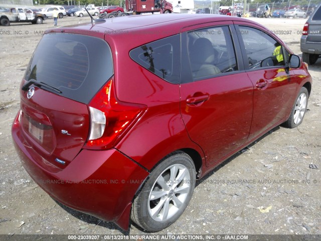 3N1CE2CP1EL411083 - 2014 NISSAN VERSA NOTE S/S PLUS/SV/SL RED photo 4