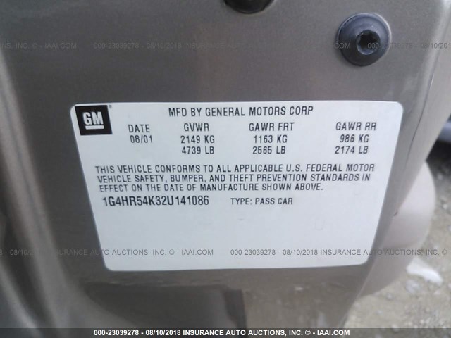 1G4HR54K32U141086 - 2002 BUICK LESABRE LIMITED 米色 照片 9