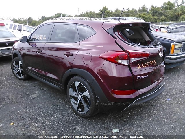 KM8J33A20GU209086 - 2016 HYUNDAI TUCSON LIMITED/SPORT AND ECO/SE MAROON photo 3