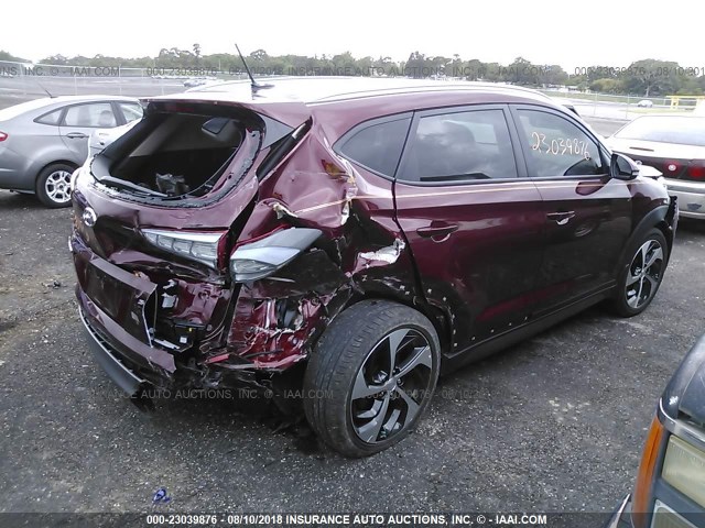 KM8J33A20GU209086 - 2016 HYUNDAI TUCSON LIMITED/SPORT AND ECO/SE MAROON photo 4