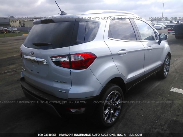 MAJ6P1WL2JC191486 - 2018 FORD ECOSPORT TITANIUM SILVER photo 4