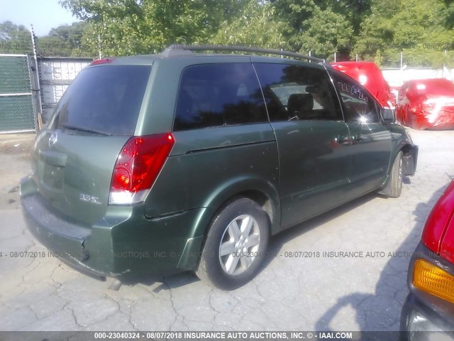 5N1BV28U24N315979 - 2004 NISSAN QUEST S/SE/SL GREEN photo 4