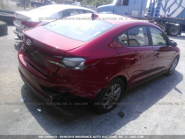 5NPD84LF2JH252791 - 2018 HYUNDAI ELANTRA SEL/VALUE/LIMITED RED photo 4