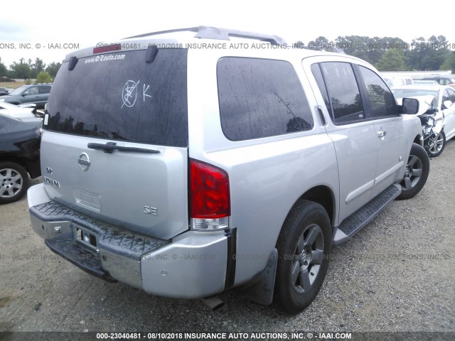 5N1AA08A75N702269 - 2005 NISSAN ARMADA SE/LE SILVER photo 4