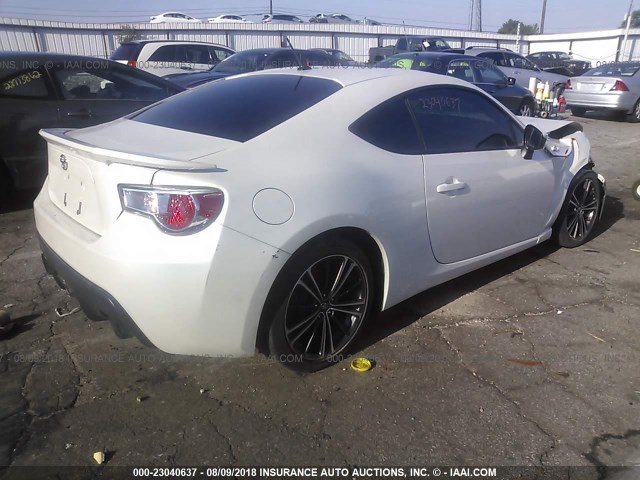 JF1ZNAA19D1734096 - 2013 TOYOTA SCION FR-S WHITE photo 4