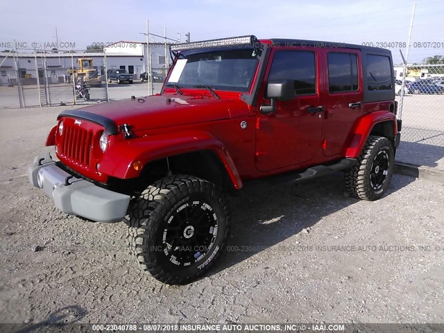 1C4BJWEG8EL179294 - 2014 JEEP WRANGLER UNLIMITE SAHARA RED photo 2