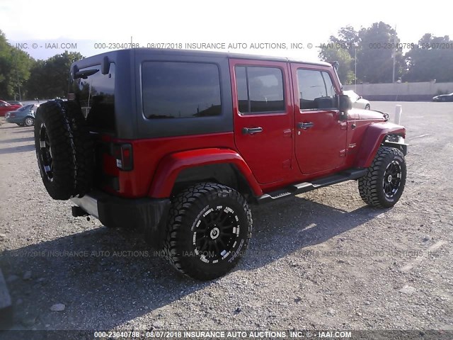 1C4BJWEG8EL179294 - 2014 JEEP WRANGLER UNLIMITE SAHARA RED photo 4