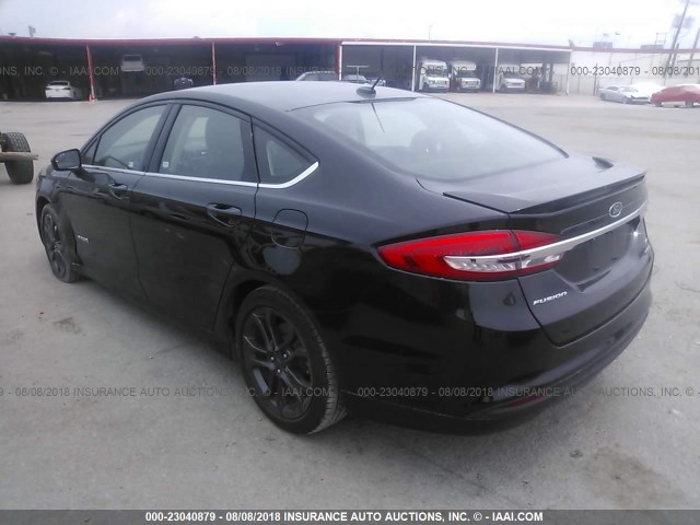 3FA6P0LU6JR103547 - 2018 FORD FUSION SE HYBRID BLACK photo 3